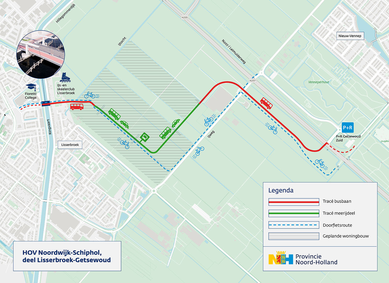 Tracékaart HOV Noordwijk-Schiphol, deel Lisserbroek-Getsewoud