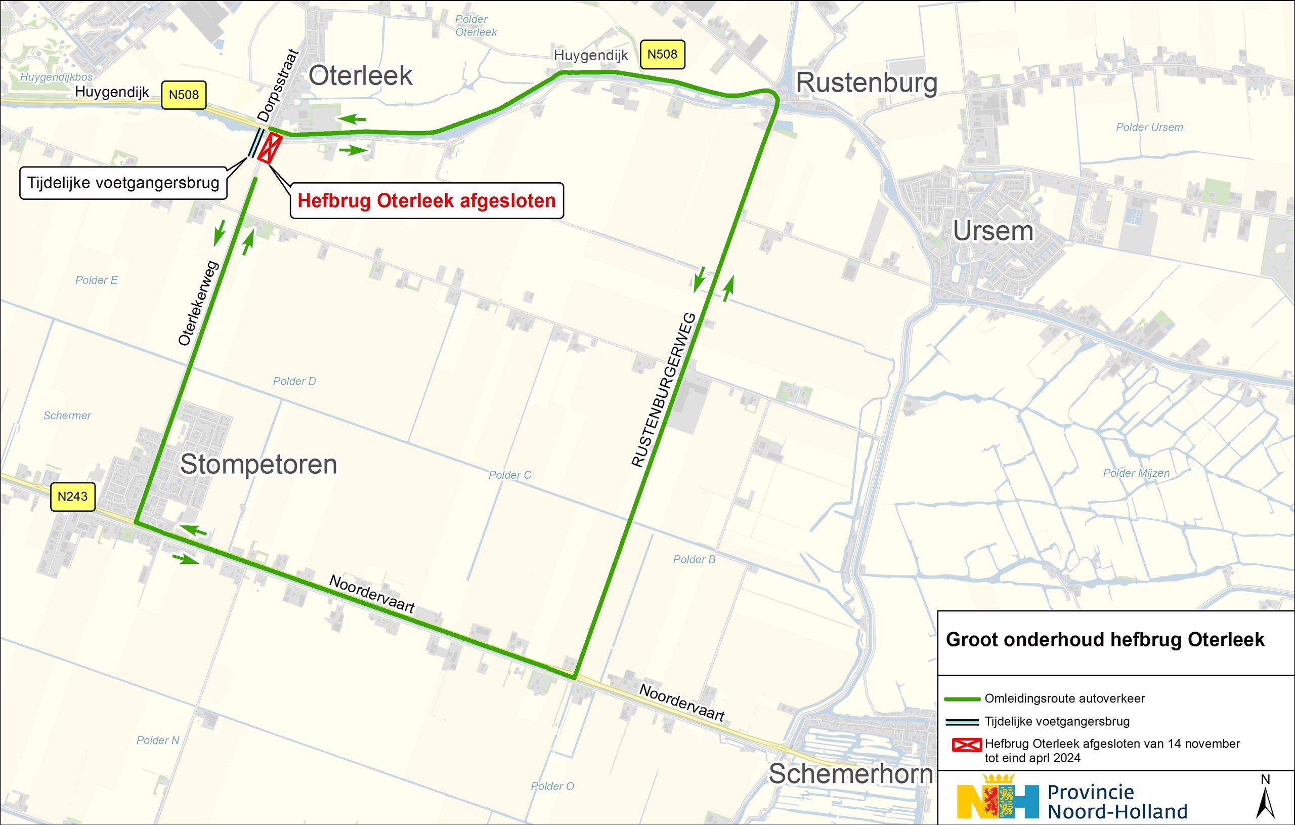 Hefbrug Oterleek vanaf 14 november afgesloten vanwege groot onderhoud