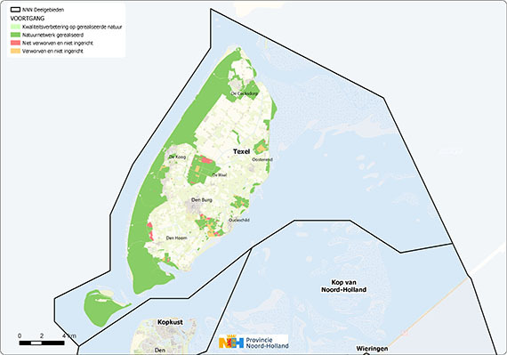 Schermafbeelding kaart deelgebieden Texel