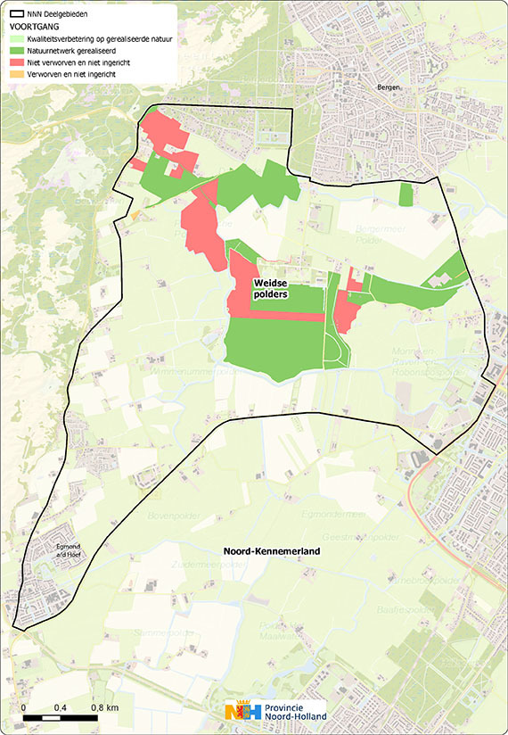 Schermafbeelding kaart deelgebied Weidse polders