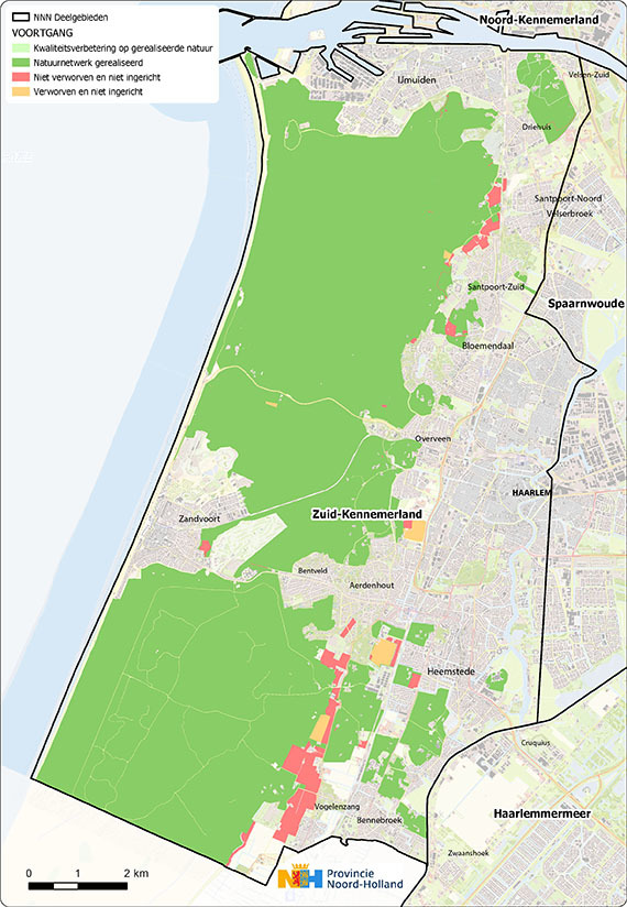 Schermafbeelding kaart deelgebied Zuid-Kennemerland