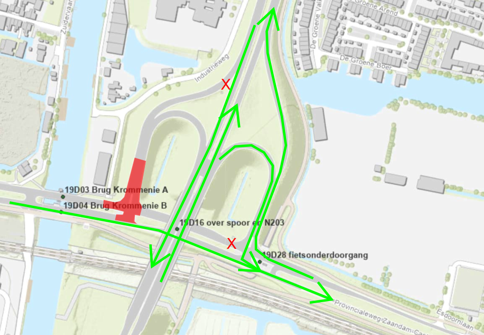 Afsluitingen en omleidingen N203