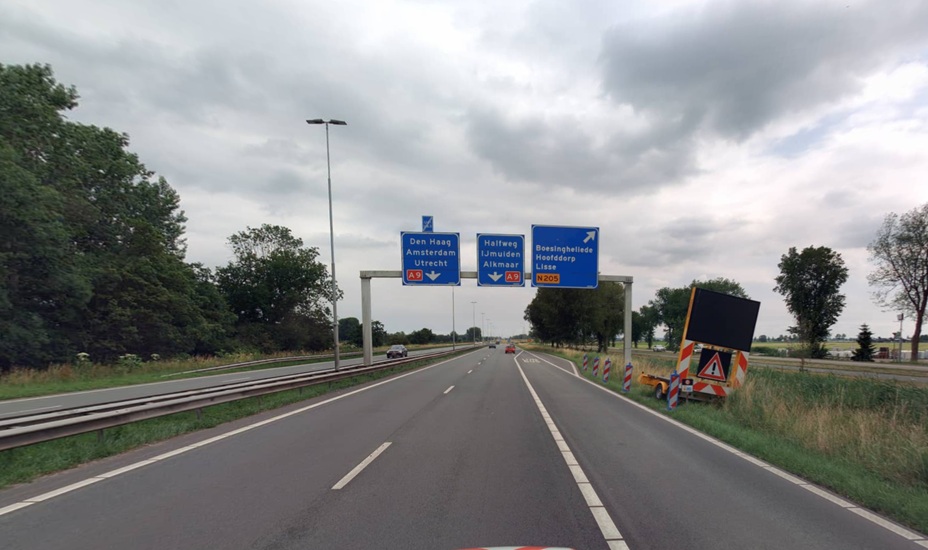 N205 tussen Haarlem en Vijfhuizen gedeeltelijk dicht tussen 10 september en 26 oktober