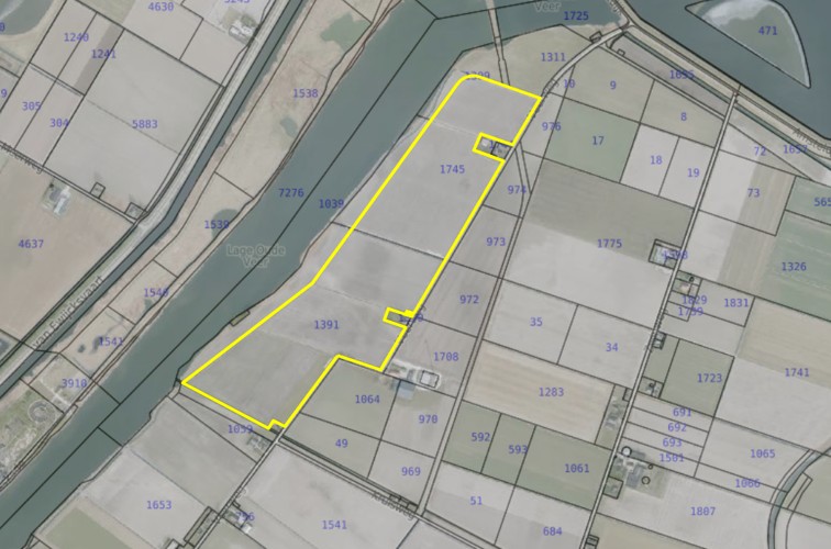 Percelen in te brengen door de provincie, kaart van percelen 1391 en 1745.