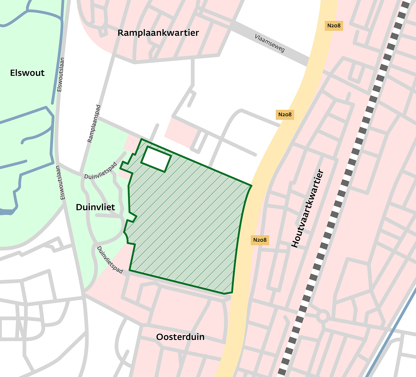 Projectgebied Westelijk Tuinbouwgebied gearceerd op een kaart