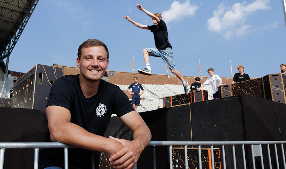Gaetano Carretto bij een freerunning parcours