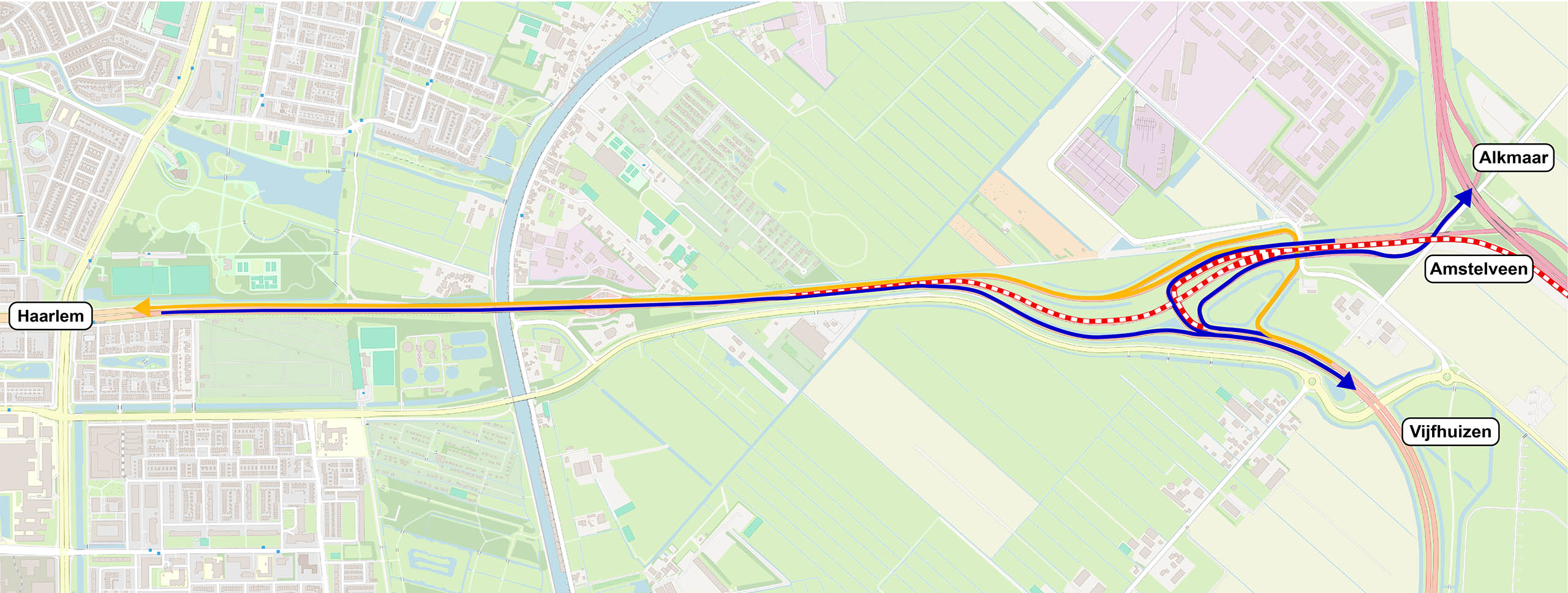 Van 5 oktober tot en met vrijdag 9 oktober is de N205 dicht richting Amstelveen. Zowel vanuit de richting Haarlem als vanuit Vijfhuizen. De omleiding gaat via de N201