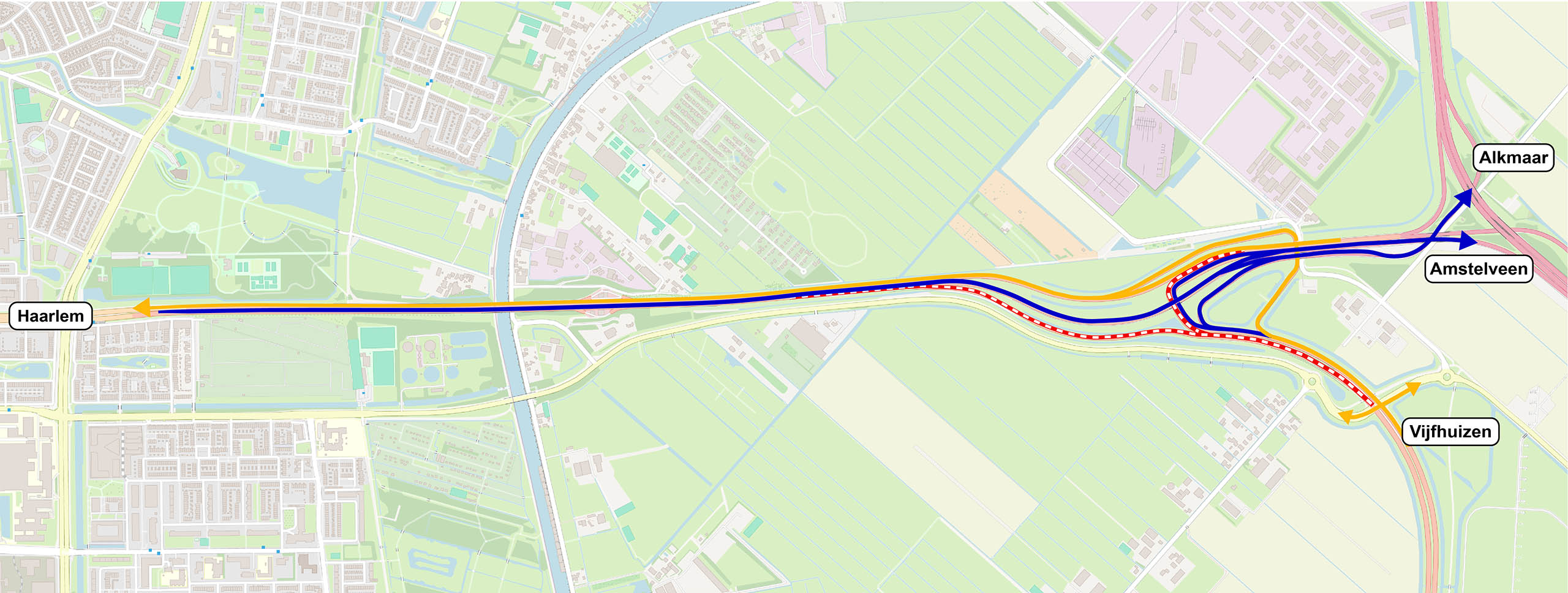 Van 12 tot en met 16 oktober is de N205 dicht vanuit Haarlem richting Vijfhuizen. Ook de afrit A9 Vijfhuizen is dicht. Omleiding via de N201.