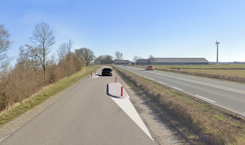 Visualisatie van snelheidsremmende maatregel op de Priggeweg (N241) 