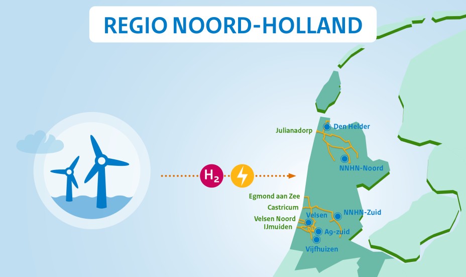 Infographic Wind op Zee, met kaart van Noord-Holland.
