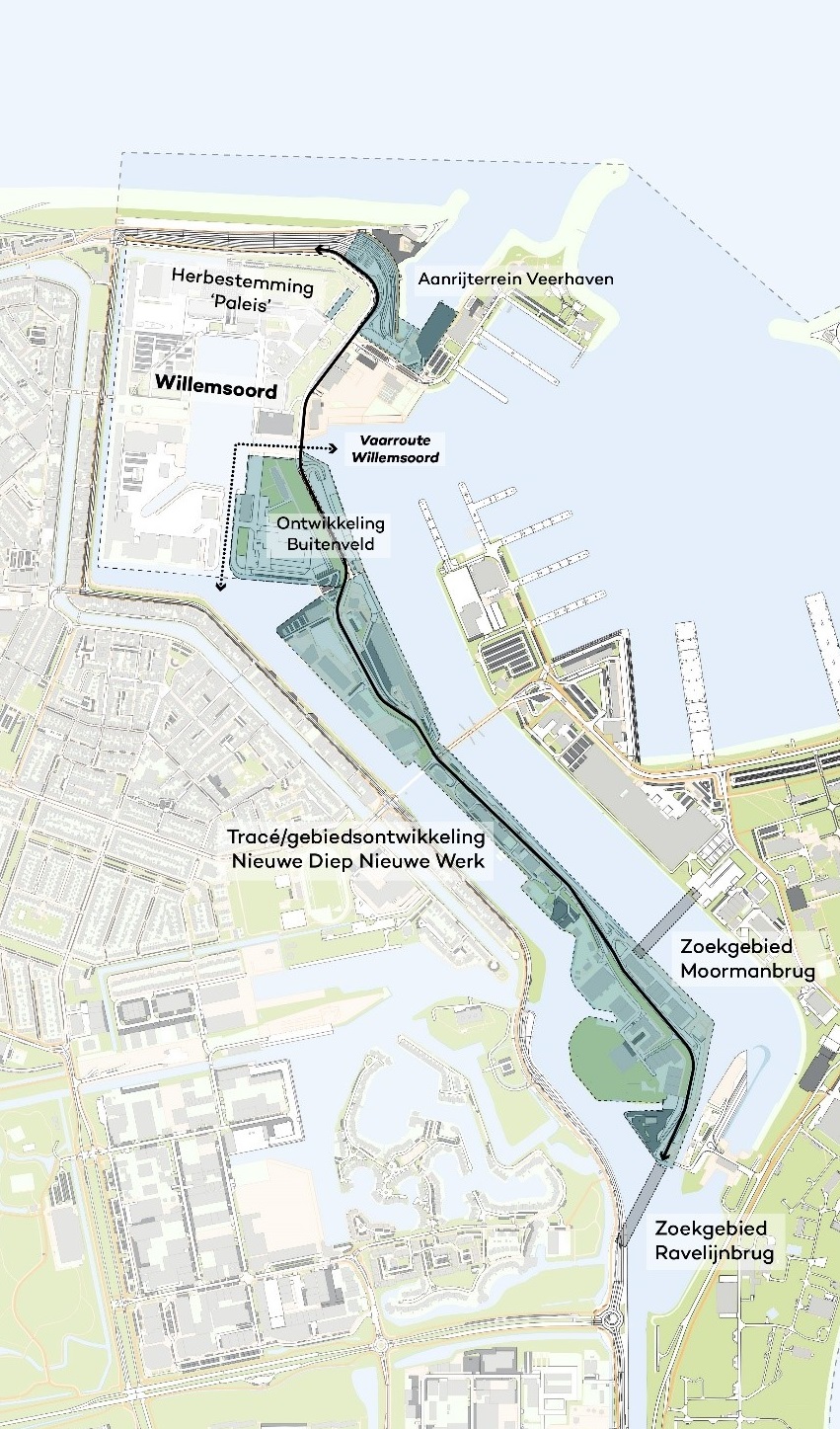 Kaart van deelprojecten Maritiem Cluster van Den Helder (klik op de afbeelding voor een grotere versie).