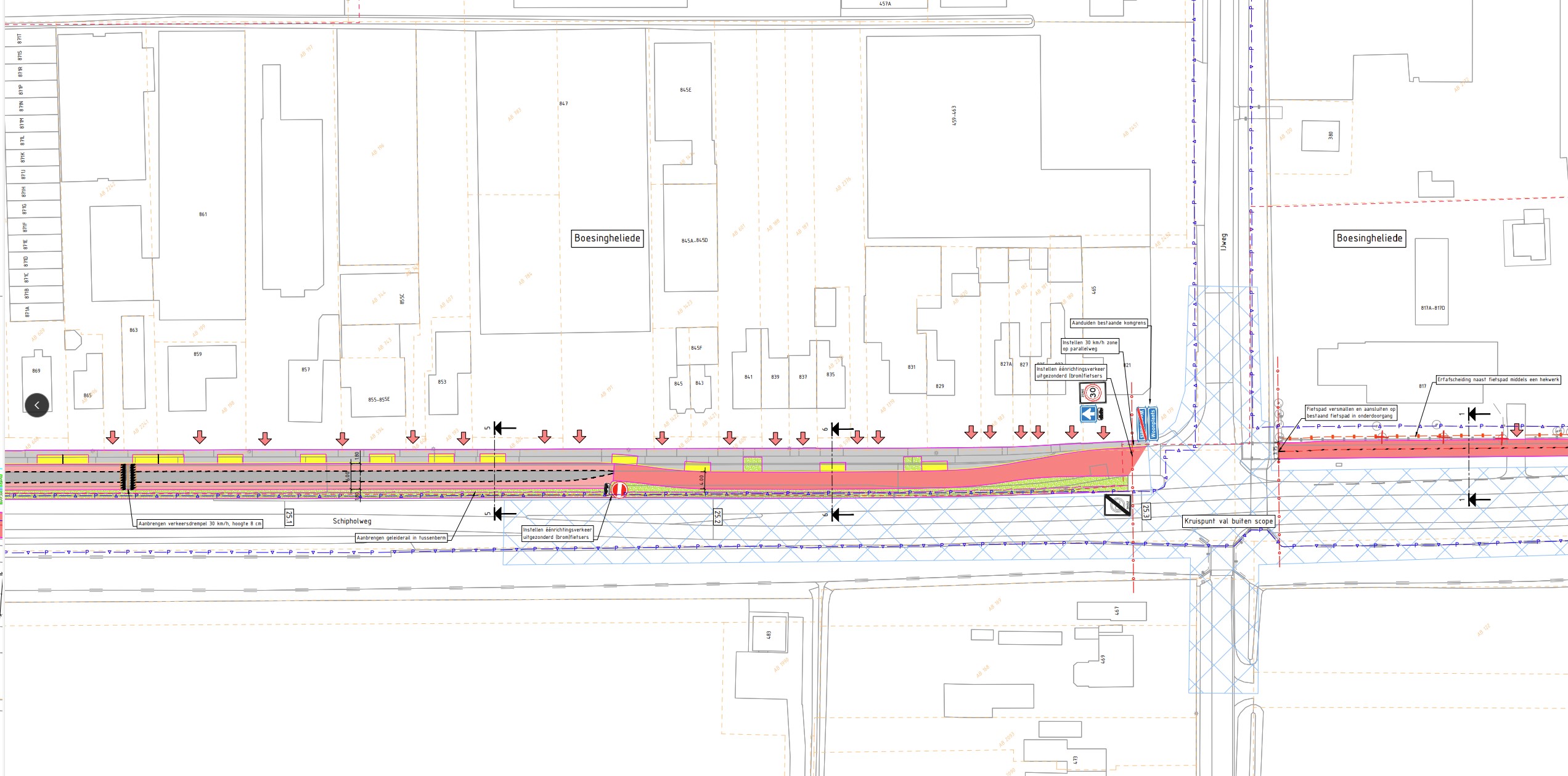 Het oostelijke deel van de parallelweg wordt eenrichtingsverkeer.