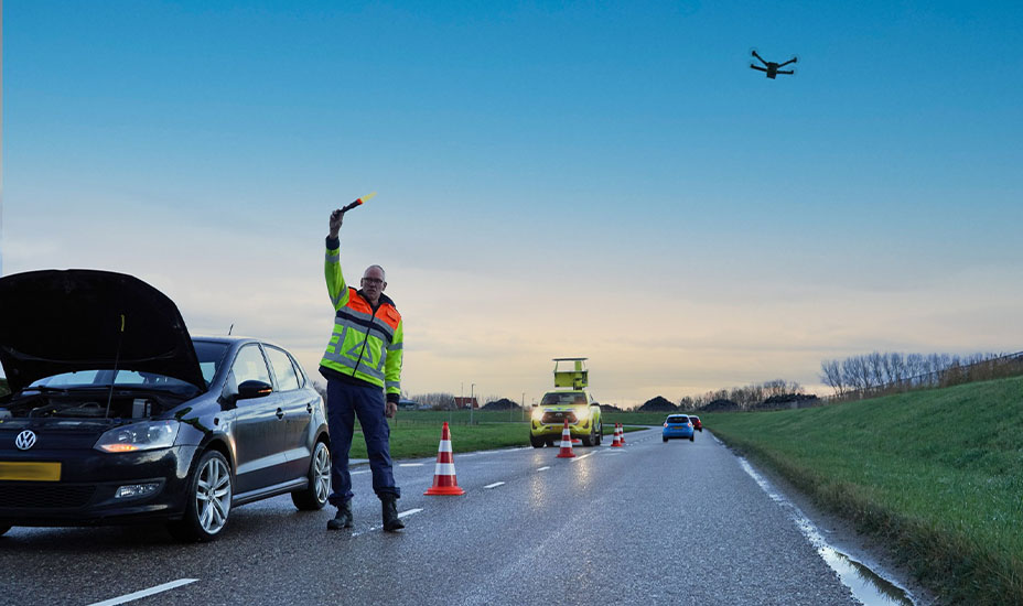 Drone bij afzetting weg