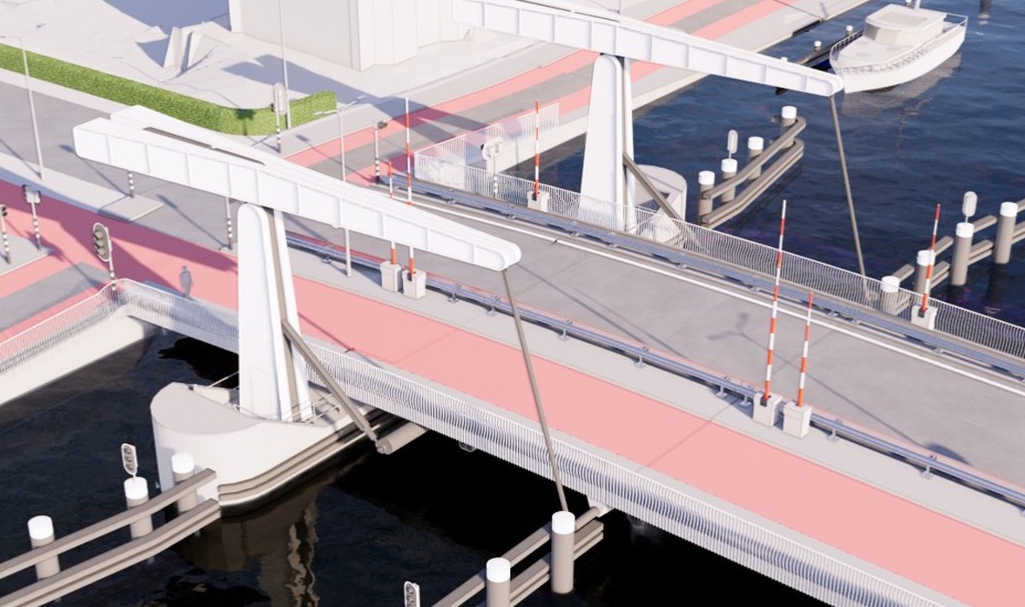 Artist impressie van de nieuwe brug over de Ringvaart bij Lisserbroek