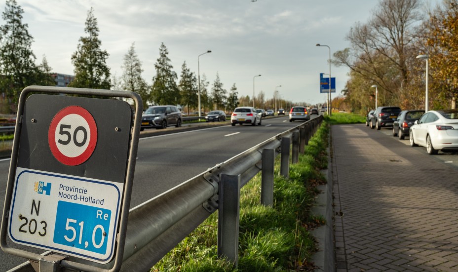 Hectometerpaaltje bij de N203 in Krommenie