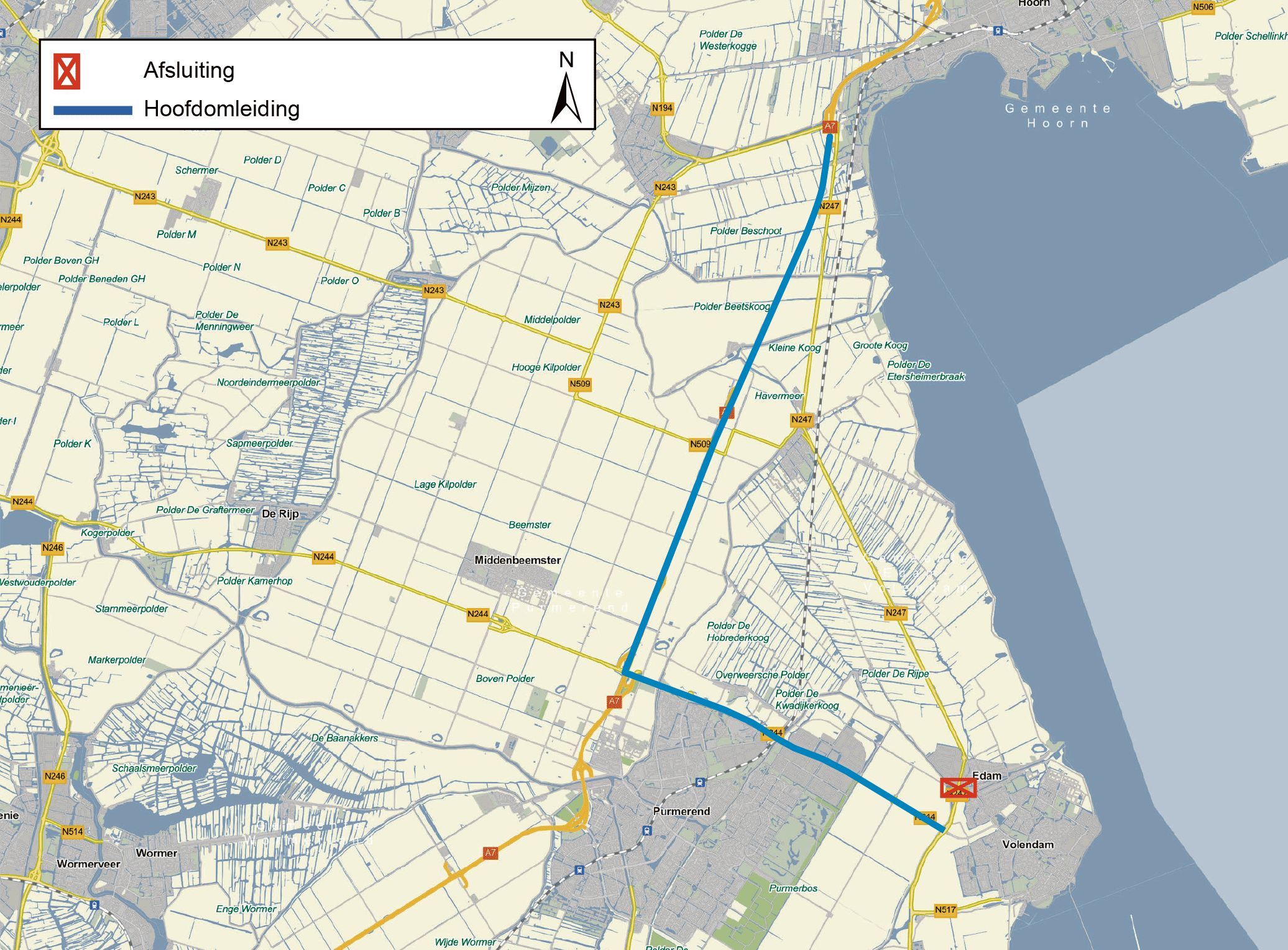 Kaart afsluiting en omleidingsroute