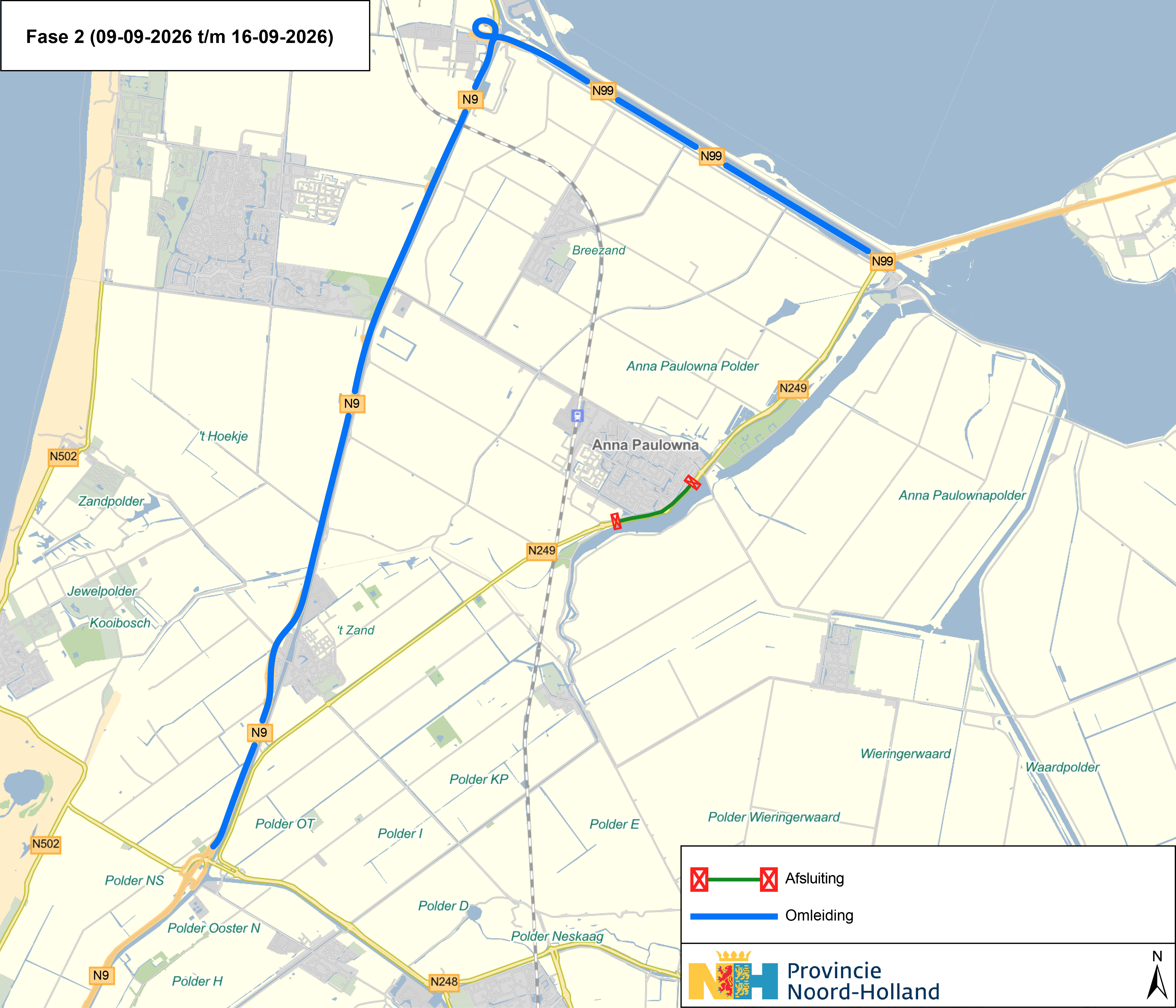 Afsluitingen en omleidingen fase 2