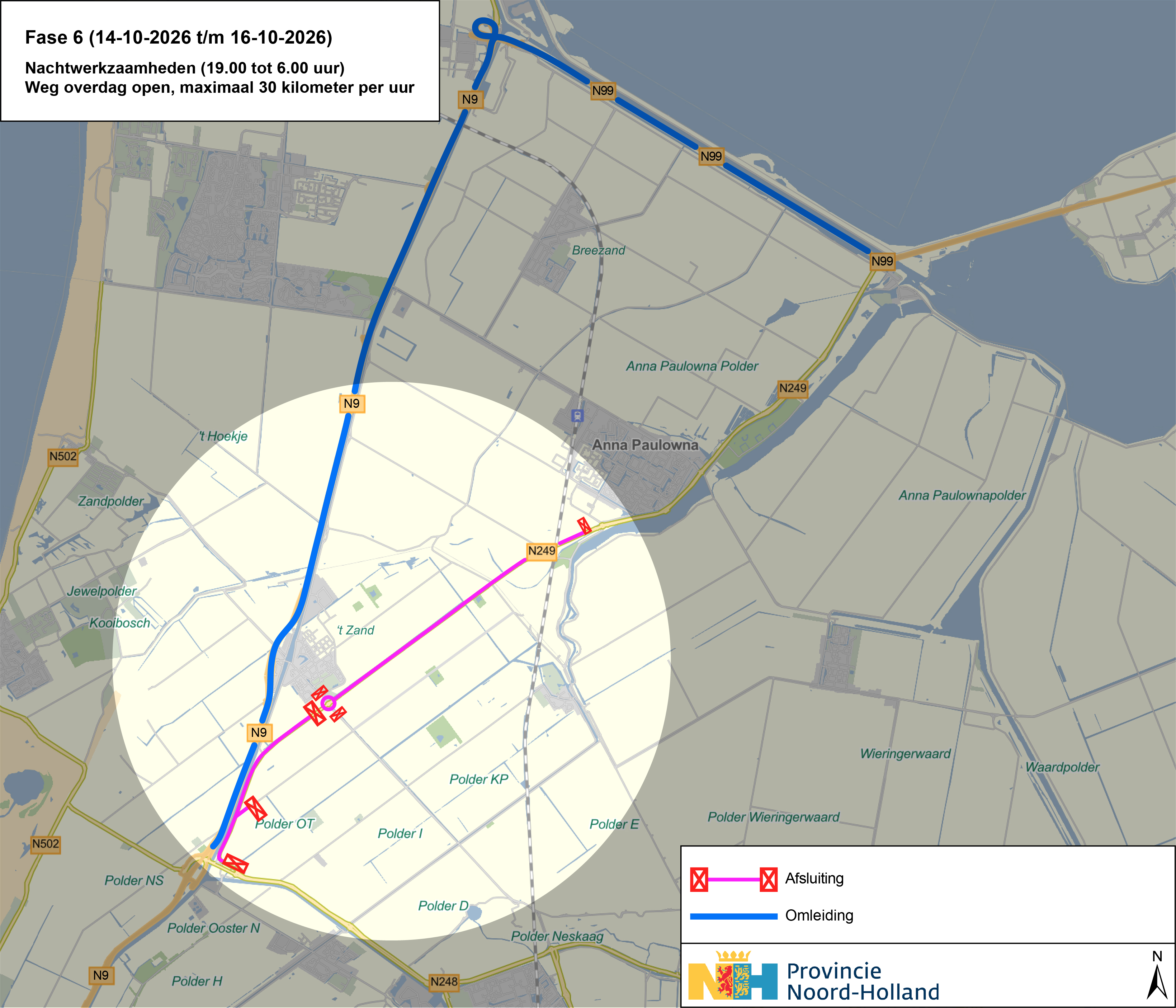 Afsluitingen en omleidingen fase 6