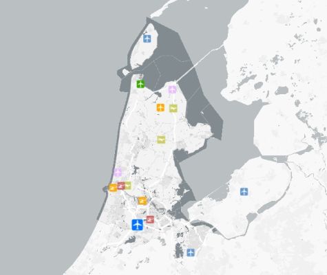 Kaart met regionale luchthavens